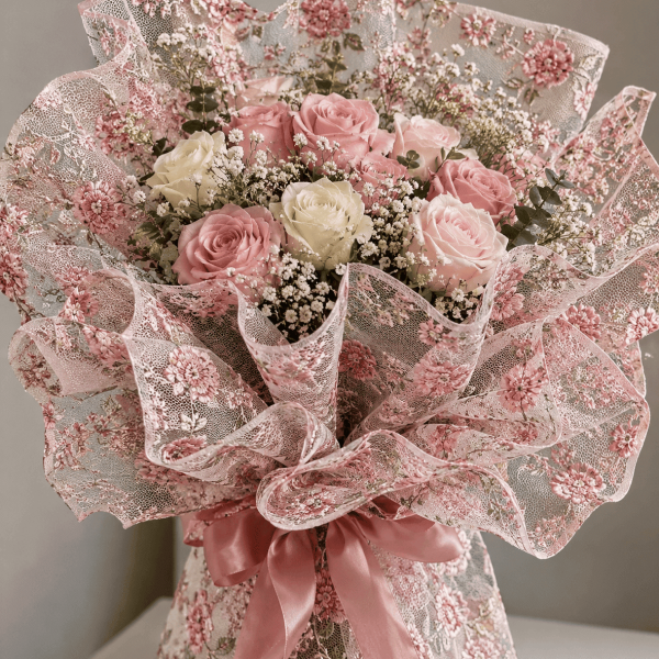 Floral Stiff Net (Purple, White, Black, Brown)